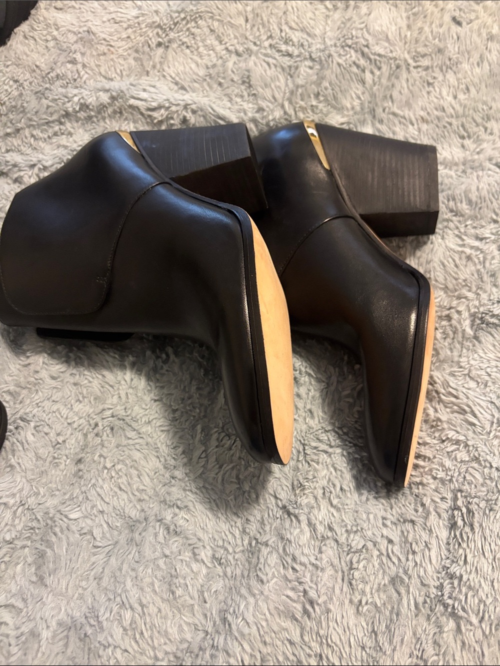 Cole Haan Black Leather Block Heel Ankle Booties